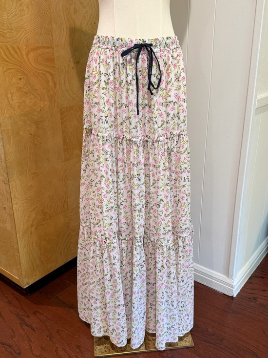 J. Crew Dresses & Skirts - J. Crew White Floral Maxi Skirt with Pink & Green Accents